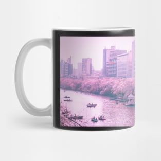 Vaporwave 80s Anime Vibes on a river in Tokyo Japan. Beautiful pink art Mug